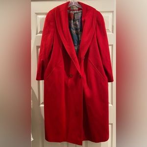 Vtg Signature Expressions Red full length maxi wool blend peacoat womens Size 20